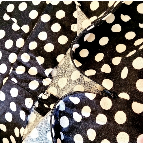 Polka dot black and white linen midi by Cato women's size 8 - Picture 10 of 13